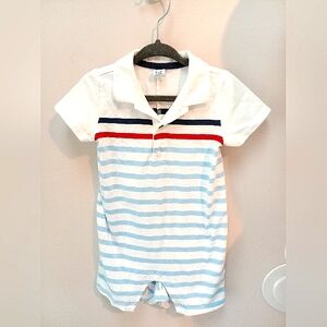 White and Blue Striped Baby Romper
